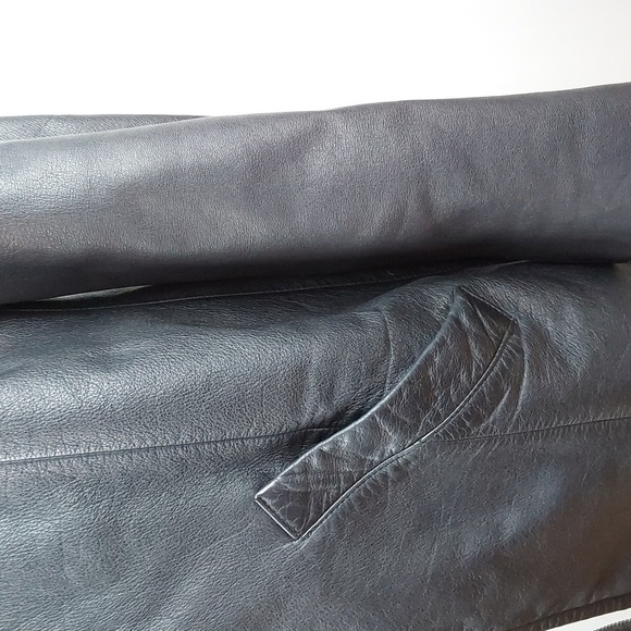 Lauren Ralph Lauren- Womens Black Leather luxury Coat Minimalist Neutral Sz.1X - Picture 7 of 12